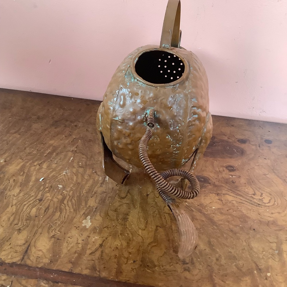 Brown Metal Pig Sculpture Watering Can - Decorative Home Art - Picture 9 of 13